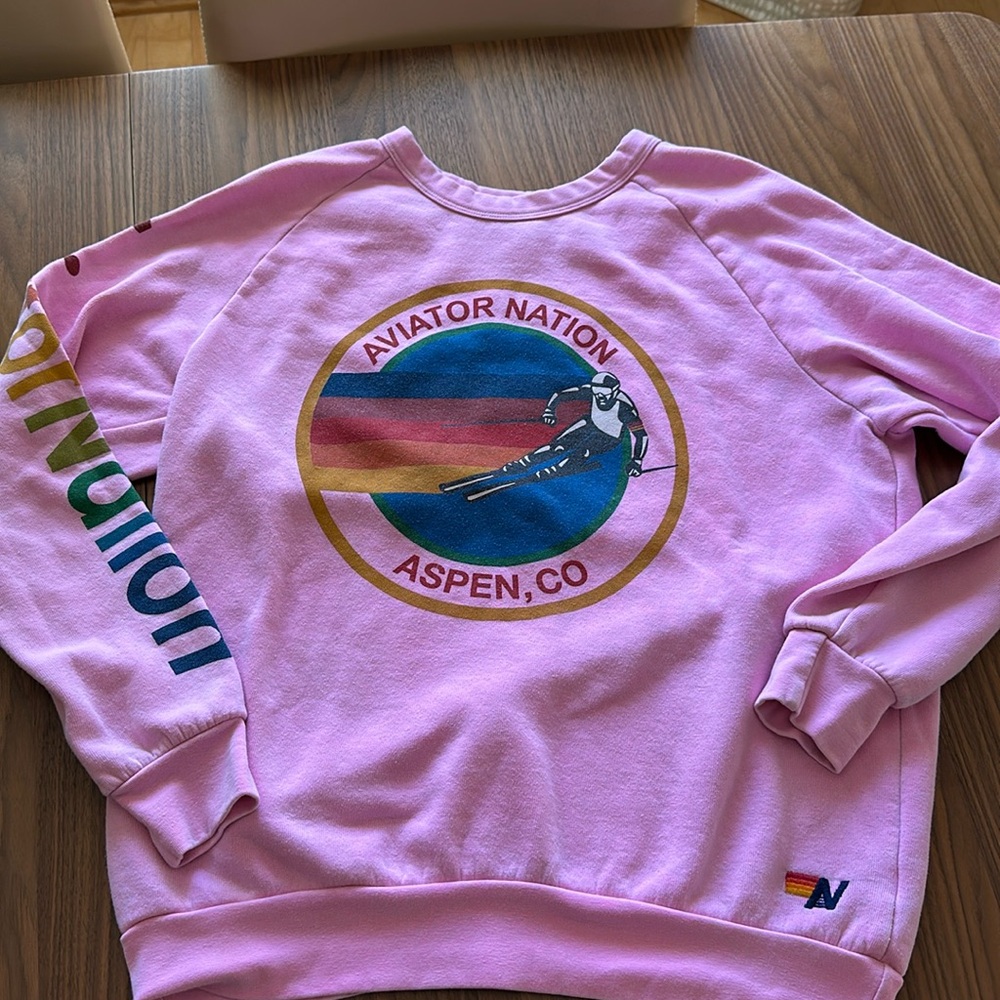 Aviator Nation Aspen Pink Sweatshirt. Women’s Large. Relaxed fit.